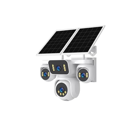 KVBRUI Cámara Solar AOV 4G de 20MP, cámara de vigilancia en Exterior con Zoom 12X, Cuatro Lentes, grabación 24/7, Seguimiento automático, CCTV de Movimiento Humano(AOV 4G CAM Add 256GB)
