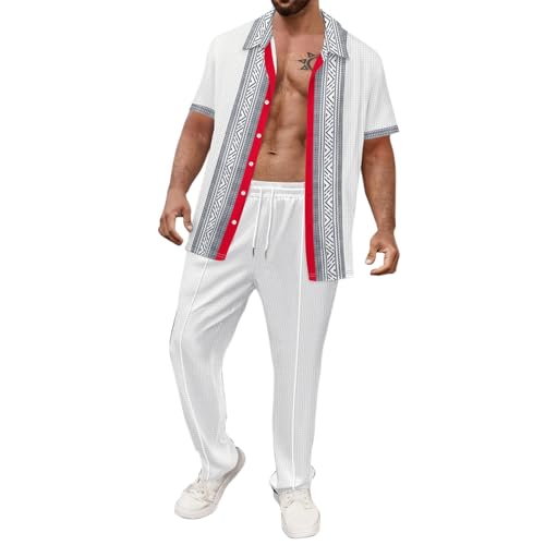 Ensemble homme manches courtes respirant et léger chemise cardigan été avec son pantalon