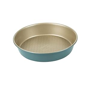 Prestige x Nadiya Round 9 Inch Cake Tins for Baking – Non Stick Cake Tin 23 cm, Dishwasher Safe Lightweight Steel Bakeware, Teal and Gold