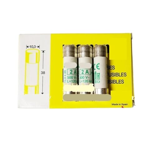 Fusible C10M2 2A 500V au format compact de 10,3 x 38 mm