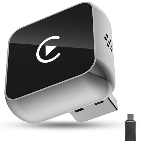 CarPlay sans Fil 2 en 1 pour Apple CarPlay/Android Auto, Mini Adaptateur sans Fil pour iPhone iOS 10+/Android 11+ et Plus de 2016 Voitures, Bluetooth 5.2, Plug & Play avec Typ-C/USB (Car Play voiture)
