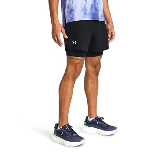 Under Armour Mens Launch Run 5-inch 2-in-1 Shorts, Black / Black / Reflective, M UK