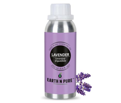 Image of Earth N Pure Lavender Essential Oil Sleep & Relaxation | GC /MS Tested | Rich in Linalool & Linalyl Acetate for Diffuser, Skin & Hair - 250ml