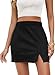 JPGLOV Women's Faux Suede Skirt with Slit High Waisted A-Line Bodycon Short Mini Skirts Black M