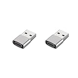 USB-A Male to USB-C Female Adapter, Silver, Compact Connector, 8 Pack (Silvery-2pcs)