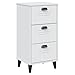 Modern Industrial White Bedside Cabinet with 3 Drawers, Storage Nightstand for Bedroom Living Room