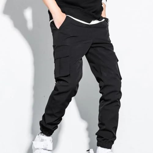 Men Casual Pants Soft Multi Pockets Elastic Waist Cargo Pants Jogger Trousers Clothes3