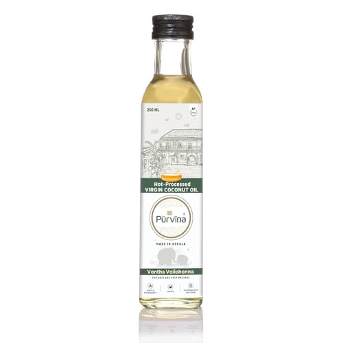 Image of Purvina Pure Virgin Coconut Oil (Ventha Velichenna) - 250 ml | Safe to Eat | Chemical-Free | 0 to 6 years | Handmade Urukku Velichenna | Single Ingredient