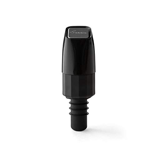 Rabbit Aerating Pourer, Dual Function Bottle Stopper, Black
