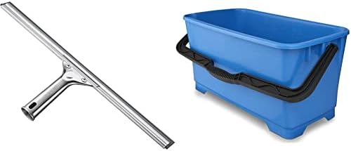 Unger Professional Stainless Steel Heavy-Duty Window and Glass Squeegee, 16" & Professional Heavy Duty Professional Cleaning, Washing, Mop Bucket, 6 Gallons