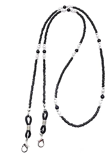 Crystal Round Beaded Spectacle Chain Lanyard String for Eyewear Frames, Specs, Reading Glasses, Sunglasses, 74 CM Goggles and Eyeglasses, Face Mask Color- Black-image-8