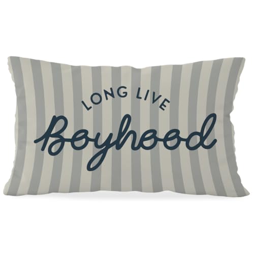 Wheatwin Long Live Boyhood Boys Room Throw Pillow Cover 12x20, Playroom Kids Throw Pillows, Blue Decor Pillowcase for Classroom Playroom Nursery Kids...