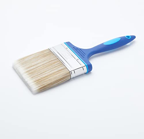 Fit For The Job 4 inch No Bristle Loss DIY Paint Brush For A Smooth Finish Painting with Emulsion, Gloss and Satin Paints on Walls, Ceilings, Furniture, Wood & Metal, 4" 100mm