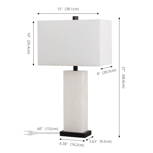 JONATHAN Y Tiggie 27" Alabaster Table Lamp, White Alabaster/Black by JONATHAN Y - Used condition - Image 3