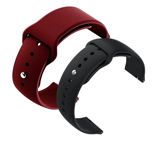 Image of YODI New Accessories Silicone 22MM Strap Belt Band for Smart Watch (Set of 2 Color) Combo Pack (Smart Watch NOT Included) (WINRED-Black)