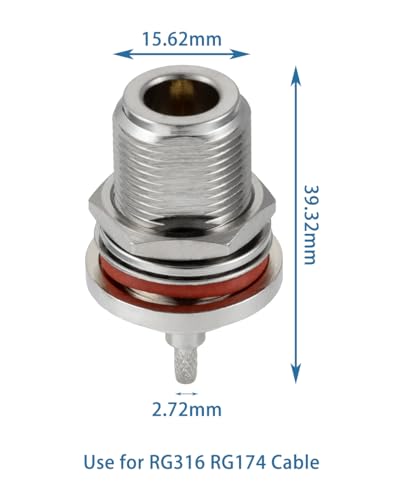 5 conectores coaxiales N hembra para cable RG316 RG174 miniatura 7