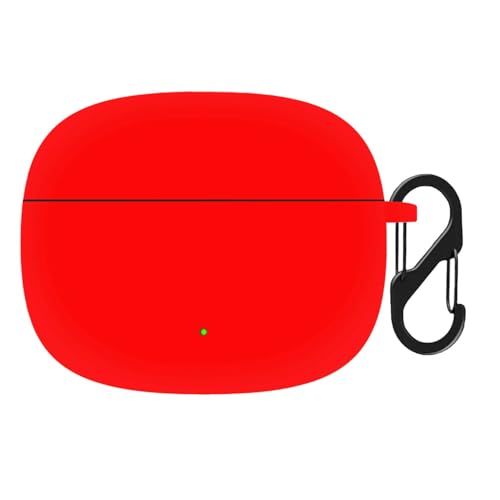 Image of Anvique Silicone Case Cover for Oneplus Nord Buds 4 Pro, Scratch Resistance, Shock Absorption, with Premium Carabiner (Red)