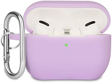 KOKOKA Case Cover Compatible with Airpods Pro, Soft Silicone Skin Case Cover Shock-Absorbing Protective Case for Airpods Pro 2019 with Carabiner, Front LED Visible, Cloud Grey