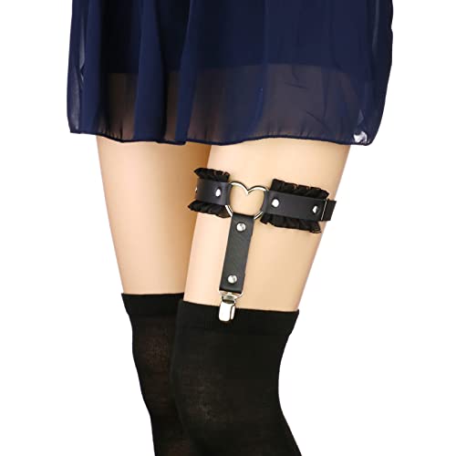 Yunpeng Gothic Garter Adjustable Lace Heart Thigh Leg Harness Garter Belts Punk Elastic Leg Garters For Women #TOP1