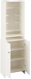 FURNEASER Shrisha Wooden Pooja Mandir for Home with Spacious Storage | Engineered Wood Floor-Standing Temple with Decorative Shelves | Frosty White Finish, 161x50x28 cm Prayer Unit