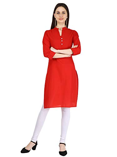 Indian Women's Plain Cotton Kurti Dark Red Top By Ramkudi