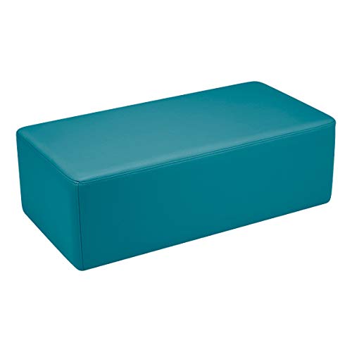 Image of Sprogs 12 inch H Structured Rectangle Stool -Flexible Modular Collaborative Soft Seating for Office, Home, Lounge and School Classrooms with Durable Frame & Set of 2 inch Casters Add-on -Teal