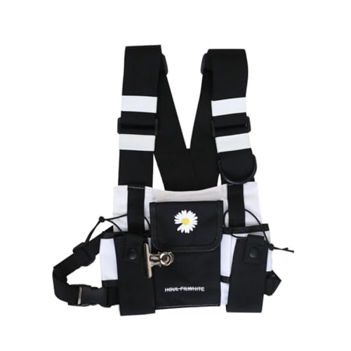 CHENXIAOHONG Bolsa de Peito Tática - - Bolsa Pequena Estilo Tático, Ideal como Pochete Masculina para Corrida e Uso Diário, mochila antifurto(Bolsa tipo colete com estampa preta e branca)