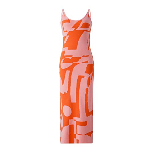 Pxiaopang Women's Knit Party Long Dress Sleeveless Cutout Backless Bodycon Dress(Ab-Geometric Pink Orange,S) #TOP6