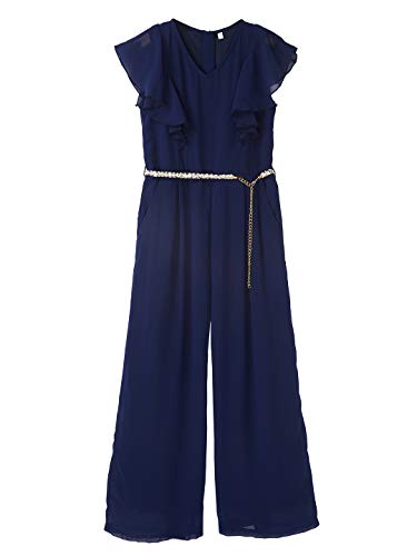Image of Cub McPaws Girls Ruffle Sleeves Jumpsuit with Belt | 4-12 Years