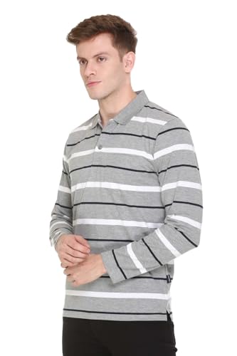 Image of GODFREY Full Sleeve Cotton Polo T Shirt for Man with Pocket - Men Tshirts Regular Fit