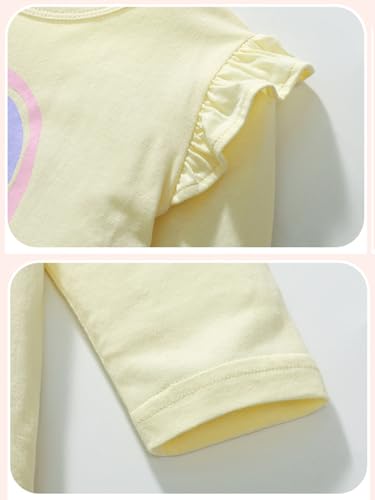 Image of Toddler Girls 2-Pack Long Sleeve T-Shirts Casual Graphic Cotton Tee Shirts (US, Age, 2 Years, Yellow /White)