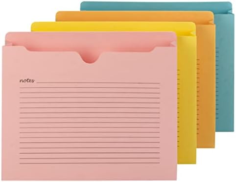 Smead Notes File Jacket, Letter Size, Straight-Cut Tab, 2” Expansion, Assorted Colors, 12 per Pack (75694)