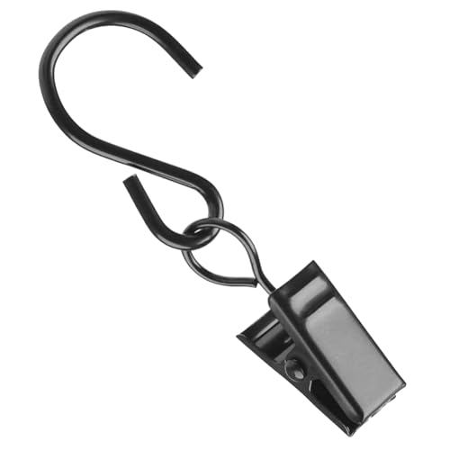 Stainless Steel Metal Clips with S Hooks for Curtain Photos, Art Craft Hanger Hanging Clips, Home Decoration, 60 Pack, Black - Image 2