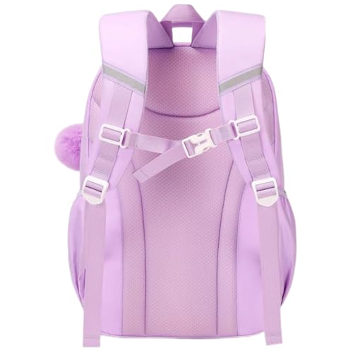 Image of MATMO Multi-Pocket Girls Boys School Backpack Kids Student Bookbag Travel Daypack (Purple with White)