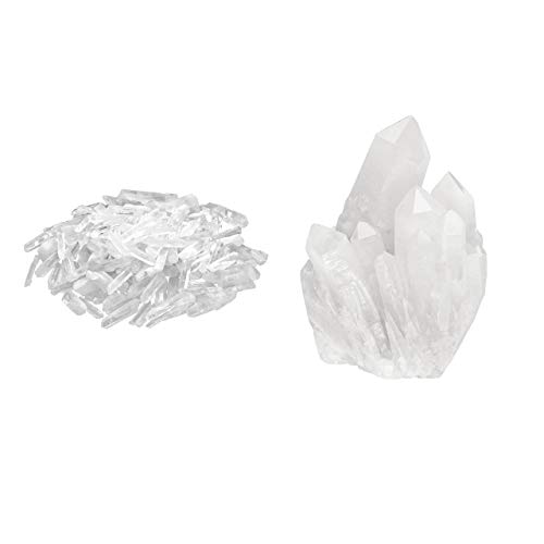 Top Plaza Bundle - 2 Items: Clear Quartz Irregular Shape Rough Crystal Points 0.39-1.18'' Raw Natural Stones & Rock Crystal Cluster Mineral Geode Druzy Specimen 1.85-3.5''