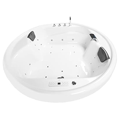 Basera® Premium Indoor Podest-Whirlpool Badewanne XXL Gomera mit 28 Massagedüsen, Heizung, Ozongenerator, Bodenansaugung, Wasserfall, LED-Ambiente, Touchpanel, Bluetooth, Radio – Bild 4
