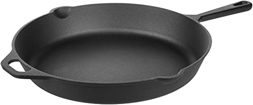 Amazon Basics Pre-Seasoned Cast Iron Skillet, 15inch (38.1 cm), Black