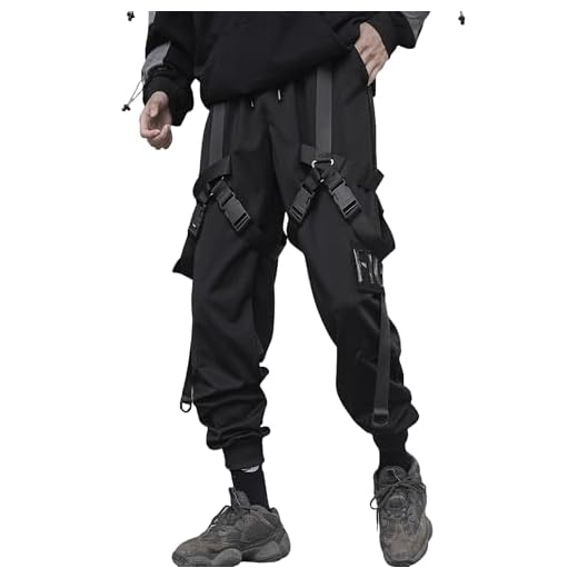 XYXIONGMAO Men's Streetwear Joggers Techwear Clothing Urban Hip Hop Pants Black Streetwear Gothic Sweatpants Tactical Cargo Pants for Men(Black, M)