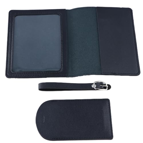 Daleweo Funda De Pasaporte Y Etiqueta De Equipaje, Adecuada para Viajes Y Negocios, Material De Cuero PU, Negro