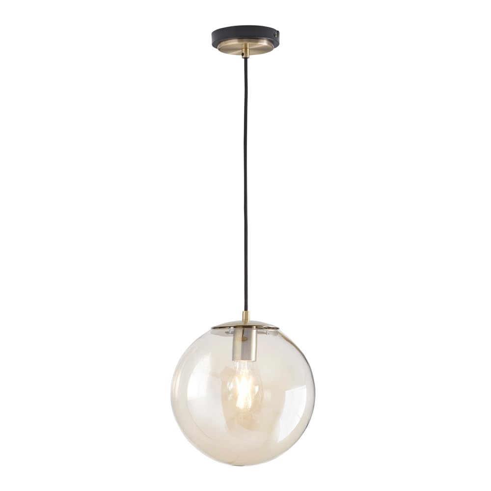 LITECRAFT Gaio Ceiling Pendant Champagne Tinted Glass Shaded 1 Light - Brass