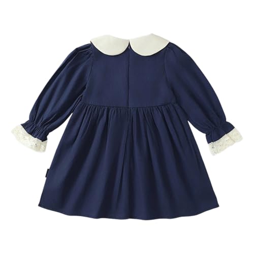 Mud Kingdom Girls Dresses Peter Pan Collar Puff Ruffle Dress for Kids Long Sleeve2