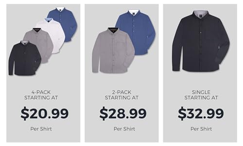 Visive Mens Shirts Multi Packs Long Sleeve Button Down Dress Shirts Solid Color Big and Tall4