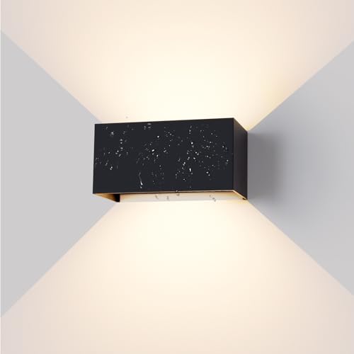SILAMPDI Aplique pared Exterior/Interior 12W 3000K LED Lampara Exterior IP65 Impermeable Lampara Exterior Pared, Negro Ángulo Ajustable Lámpara Pared para Terraza, Patio, Jardin