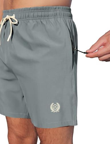 APTRO Mens Swim Trunks 5 inch Board Shorts Quick Dry Bathing Suits with Mesh Lining Beach Swim Shorts with Zipper Pockets3