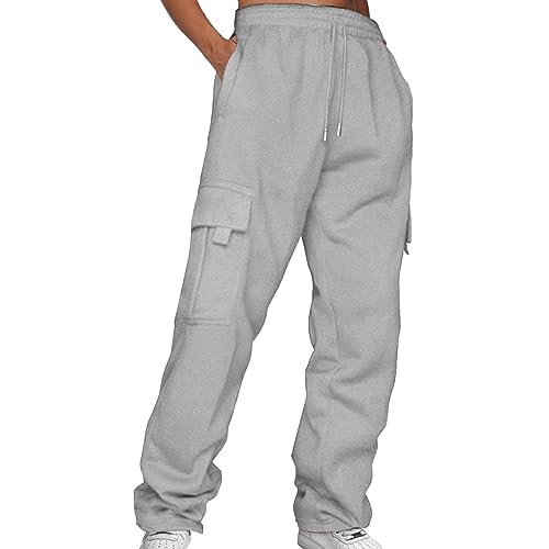 Pantalon sarouel anti-compression avec cordon de serrage élastique grande taille gris