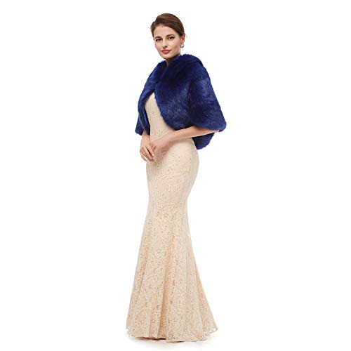 Wedding Women Faux Fox Fur Wraps Shawls Stoles Cape Shrug for Bridal Evening Party3