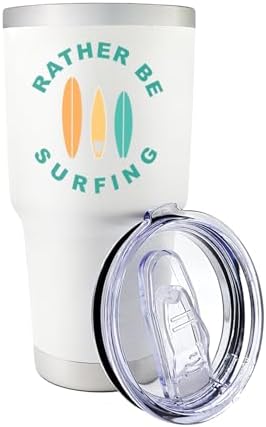 Palm City Products Premium 30 oz Rather Be Surfing White Tumbler ...