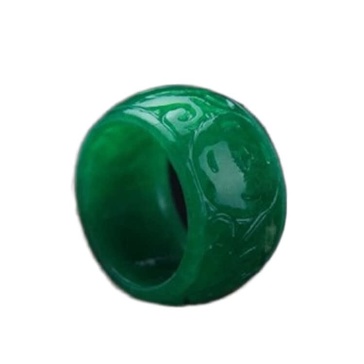 Oligage Natural Myanmar Green Jade Ring Jewelry Gemstone Band Jade Stones Rings for Women Men Lucky Amulet Gifts Emerald Rings (Gem Color : 11)