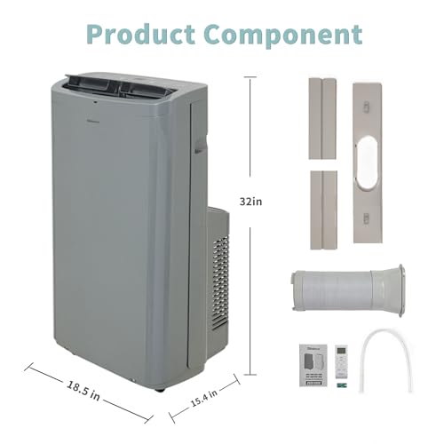 Image of Shinco 14,000 BTU Grey Portable Air Conditioner, Portable AC Unit with Built-in Cool, Dehumidifier & Fan Modes for Room up to 700 sq.ft, Room Air Conditioner with Remote Control, Installation Kit