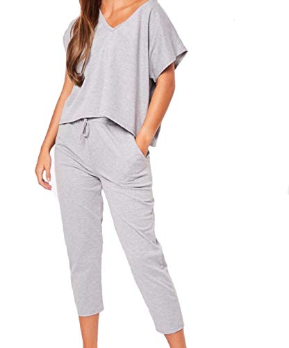 Ensemble vêtements détente femmes : jogging ample col en V